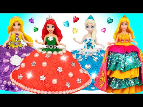 Making Clay Dresses for Disney Princess Dolls Ariel, Rapunzel, Aurora, and Frozen Elsa