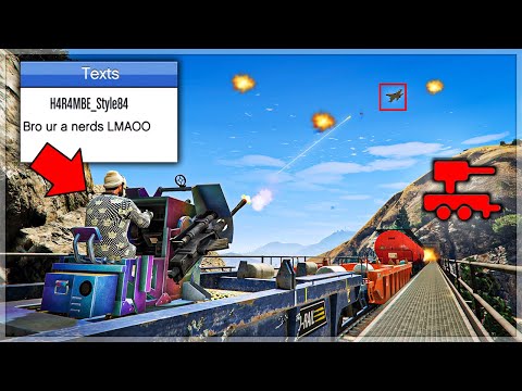 Flak Cannon TRAIN Trolling Angry Griefers on GTA Online!!