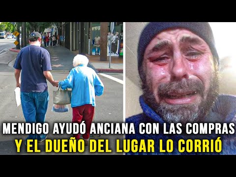 Mendigo ayudó anciana con las compras. 1 dia despues, el dueño del mercado le hizo esto.