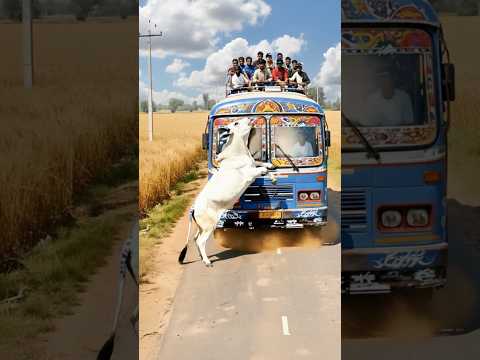 Brave Cow Saves Bus Passengers From a Deadly Disaster! #cow #trending #animals #shorts #viral #pets