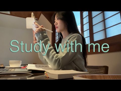 카페에서 커피 한 잔이랑 같이 공부해요 ☕️ STUDY WITH ME for 1hr 30min (fireplace sound, real time)