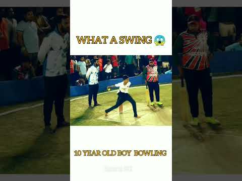 What a swing by a 10 year old boy 😱🤯 #cricket #shorthandcricket #viral #youtubeshorts #waitforend