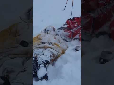 A nap in the snow is completely normal here in Finnish Lapland after a cross-country skling session