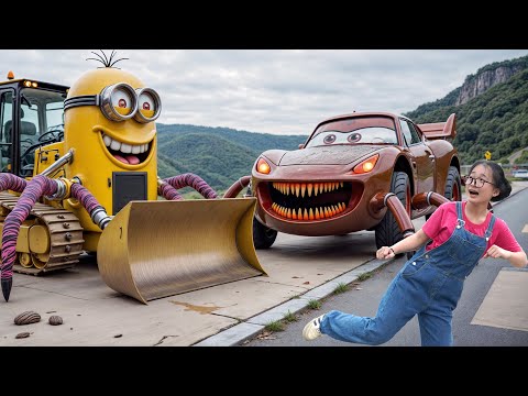 MCQUEEN EATER VS MINION EXE in ZOMBIE DUMPER TRUCK Eater Cars in real life