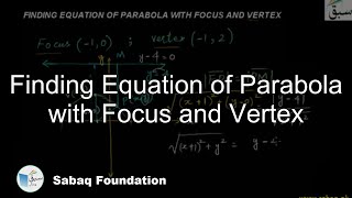 Finding Equation of Parabola with Focus and Vertex