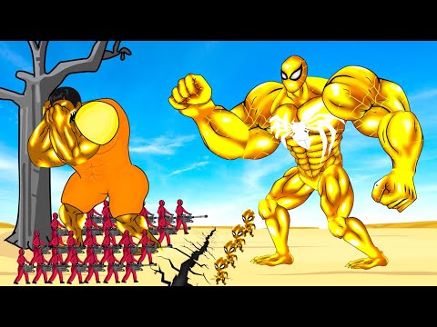 Evolution Of GOLD SPIDERMAN Family & GOLD HULK Family Playing Squid Game 2 Animation | 어몽어스 오징어 게임 2