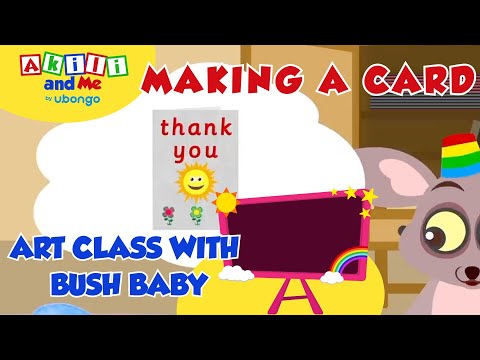 Art class with Bush Baby | Making a card | Akili & Me #drawingforkids #artsandcrafts #shorts