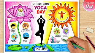 Yoga Day Poster drawing / International Yoga Day Chart Project poster making idea