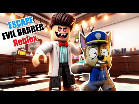 Mighty Pup Paw Patrol Chase Escape the Evil Barber - Crocky Plays Roblox