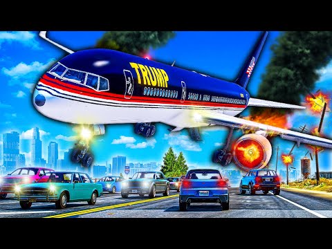 Trump Force One CRASH LANDING on BUSY Highway in GTA 5!