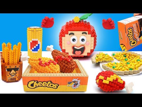 Lego Mukbang Cheetos Adventure With Fried Chicken, Pizza, Cheese Challenge |  Stop Motion LEGO Food