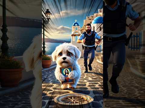 The Little Puppy 🐶 Who Can't Stop Painting Jesus! #jesus #puppy #talent #greece #painting #maltese
