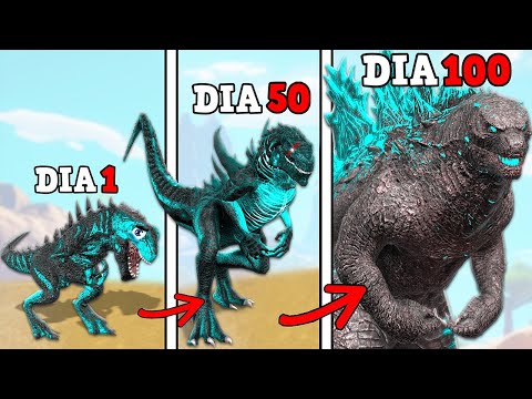 SOBREVIVI 100 DIAS COMO UM GODZILLA! E EVOLUI PARA O KAIJU REI DOS MONSTROS E DOS DINOSSAUROS!