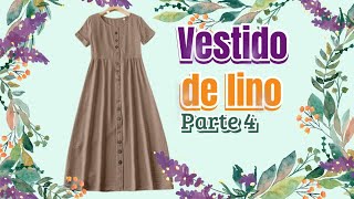 VESTIDO DE LINO PARTE 4 Vestido casual, Vestido con tablón enfrente, Vestido manga corta.
