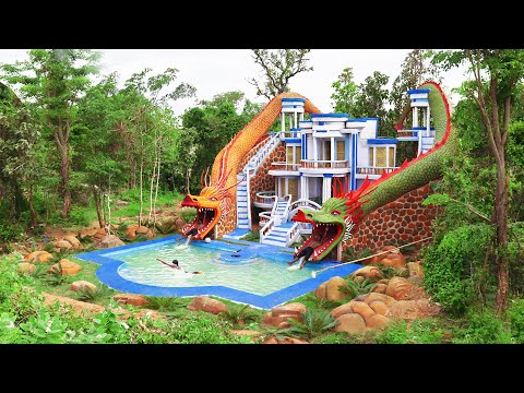 [Full Video] Build Creative Dragons Water Slide Park To Swimming Pool With Villa Design In Forest