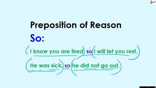 Prepositions of  Reason