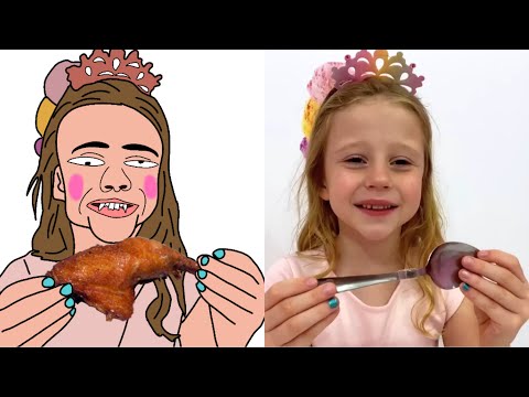 Nastya learns to jike with dad | Funny Cartoon Drawing Meme