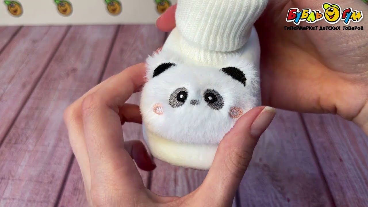 Пинетки Pasito текстильные ясельные с пандой белые - видео