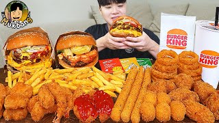 ASMR MUKBANG 버거킹 양념 치킨먹방! 치즈 햄버거 치즈스틱 후라이드치킨 & 레시피 CRISPY FRIED CHICKEN CHEESE BURGER EATING SOUND!
