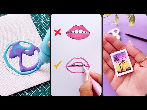 18 ART HACKS and PAINTING TECHNIQUES For Beginners ||  Easy Painting Technique || Painting