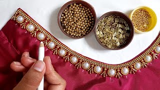 Simple and Easy Aariwork Blouse Design|Embroidery design|maggamwork blouse design|blouse design|neck