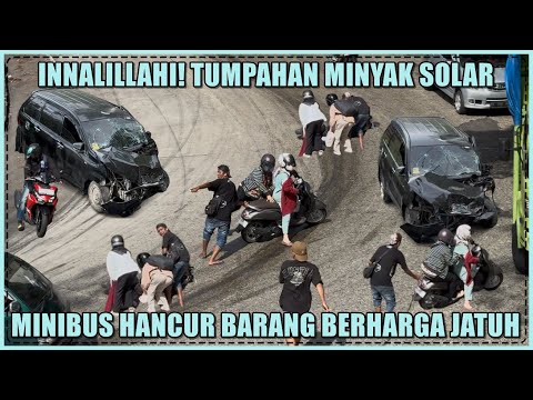Innalillahi Tumpahan Minyak Solar, Minibus Hancur Barang Berharga Jatuh di Sitinjau Lauik