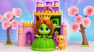 ¡De muñeca ➡️ a la princesa Fiona! 💚 Cambio de imagen de bricolaje, castillo de cartón y minimuebles