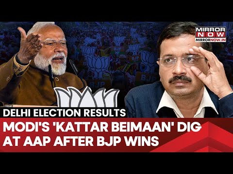 Delhi Election Results - PM Modi Takes 'Kattar Beimaan' Jab At Kejriwal After Historic Win