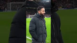 Ruben Amorim enjoying ''United Road take me home, to the place i belong''. #manutd #manchesterderby