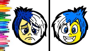 Triste vs Feliz con ALEGRÍA de Inside Out 🎨 Dibuja y Colorea emociones