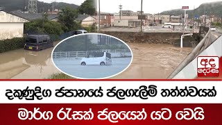 දකුණුදිග ජපානයේ ජලගැලීම් තත්ත්වයක් | මාර්ග රැසක් ජලයෙන් යට වෙයි