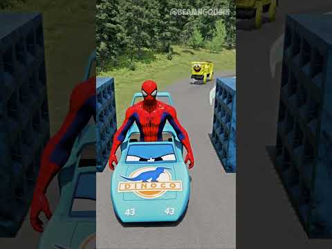 Weird Cars & Motorcycles Going to Bollard Spikec Crush in BeamNG.drive