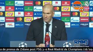 Rueda de Prensa de Zidane post PSG 3-0 Real Madrid