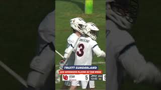 Truitt Sunderland is your ACC Offensive POTW after a dominant performance against Utah 💪 #lacrosse