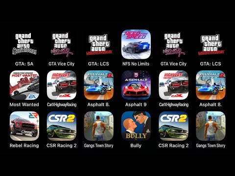 Games: GTA: SA, GTA Vice City, GTA: LCS, NFS No Limits, Most Wanted, Car X Highway Racing...