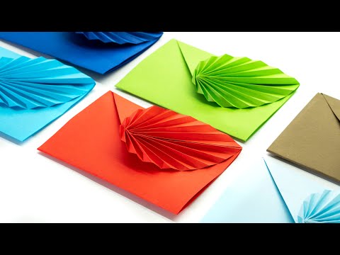 DIY origami leaf shaped lid for envelope