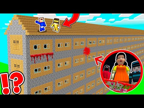 Encontramos la CASA mas ALTA y LARGA de EL JUEGO DEL CALAMAR 2 en MINECRAFT  2 Noobs vs SQUID GAME 2