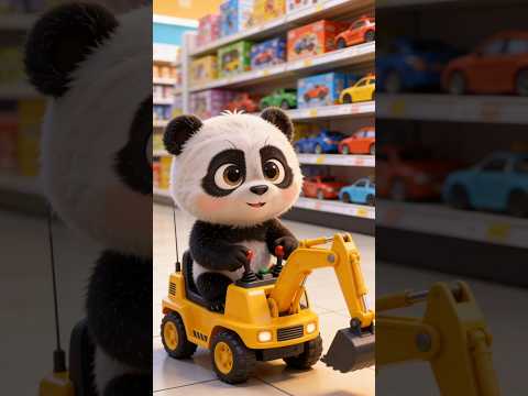 cute little panda buys cute excavator🚜