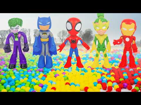 Satisfying Video | Colorful Superheroes Return in Coffee Boxes & Coca-Cola with Beads | ASMR Cutting