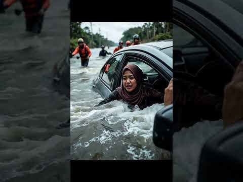 Detik-Detik Wanita Diselamatkan dari Mobil yang Terendam Banjir!