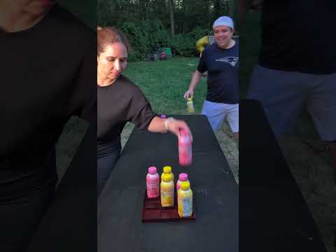 Pink vs Paradise Bottle Flip ❌⭕ #familyfun #familyfunchallenge #familygames