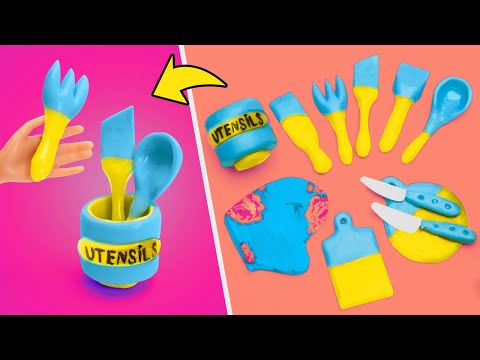 Easy DIY Perfect Kitchen For Dolls! Miniature Kitchen Utensils & Appliances