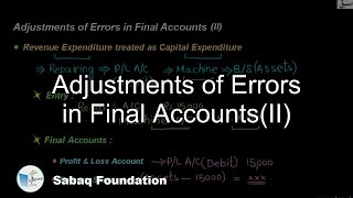 Adjustments of Errors in Final Accounts(II)
