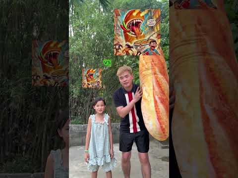 Cô bé bánh mì ram ram tí hon solo chàng trai bánh mì ram ram khổng lồ #brainrot #funny