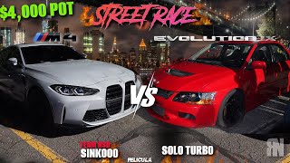 EVO 9 VS BMW G82 M4 INSANE MADNESS AT THE LINE M5 F90 VS G87 M2 NYC STREET RACING