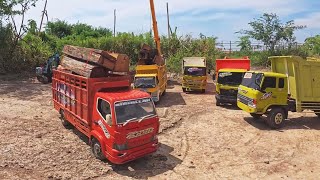 Rc Handmade Muatan Kayu Mobil Truk Oleng Canter Fuso DumpTruk Miniatur Jatuh Terguling