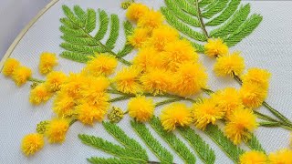You Won't Believe This Easy Flower Embroidery Trick! MIMOSA FLOWER EMBROIDERY