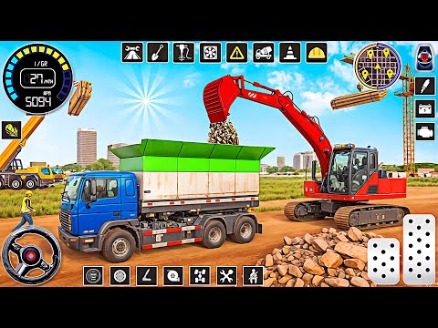 Construction Excavator Driving Simulator 3D - City Heavy Truck Driver Game | Android Gameplay