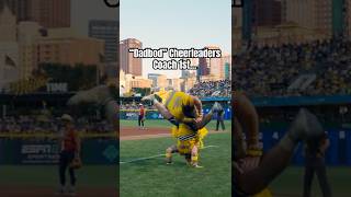 We let the Mananas Coach First Base… #shorts#cheerleaders#dadbod#stunts#cheer#funny#mlb#parody