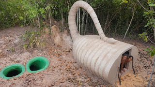 How Build a Secret Underground House with Water Slide Pools | 120 Days